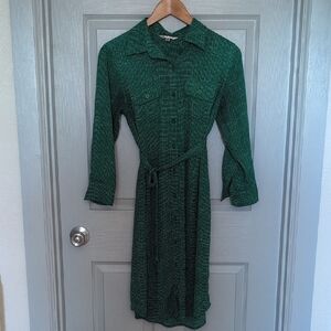 CAbi Forest Green Long Sleeve Dress